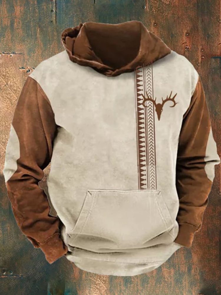Men's Western Retro Long Sleeve Hoodie