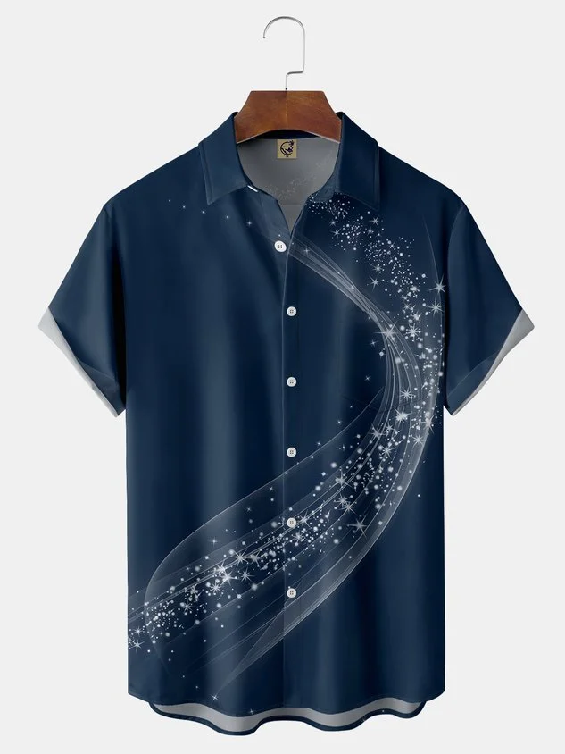 3D Lines Chest Pocket Short Sleeve Casual Shirt