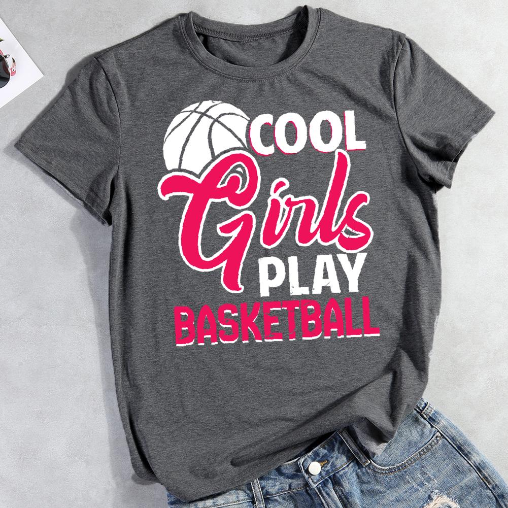 cool girl play basketball Round Neck T-shirt-0021867-Guru-buzz