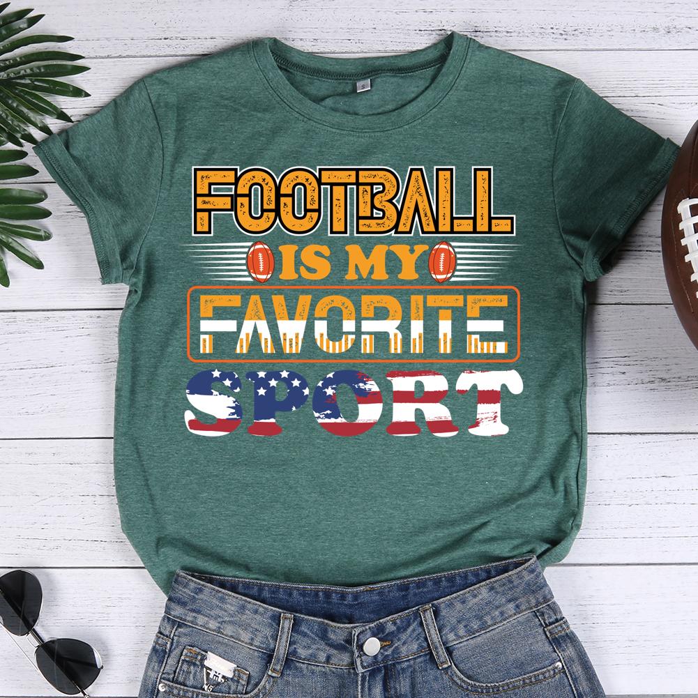 Football Is My Favorite Sport Round Neck T-shirt-0019645-Guru-buzz