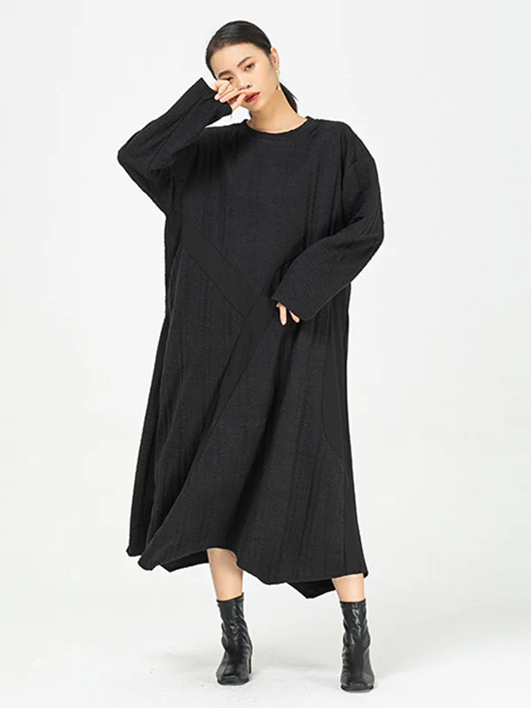 Roomy Split-Joint Irregular Chunky Long Sleeves Dress