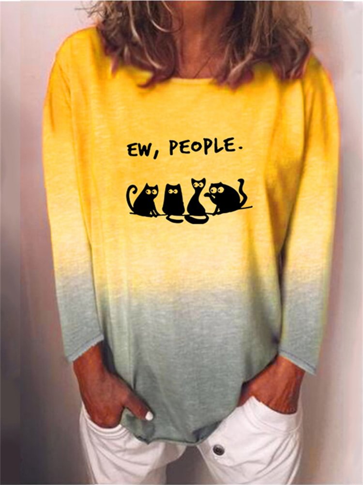 Funny Cats Ew People Gradient T Shirt