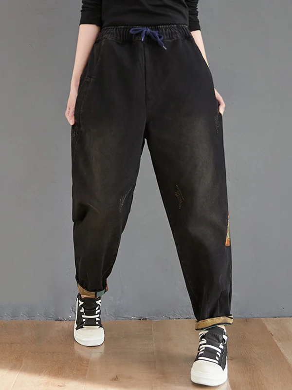 Thicken Pure Color Harem Jean Pants