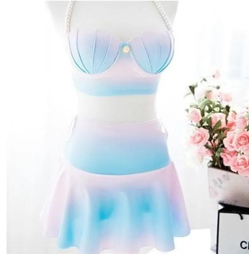 S XL Pastel Mermaid Swimsuit Sea Shell Bikini Set SP166476