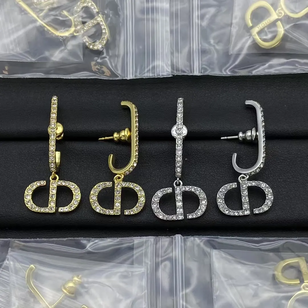 Dior Huggie Hoop Earrings with CD Drop