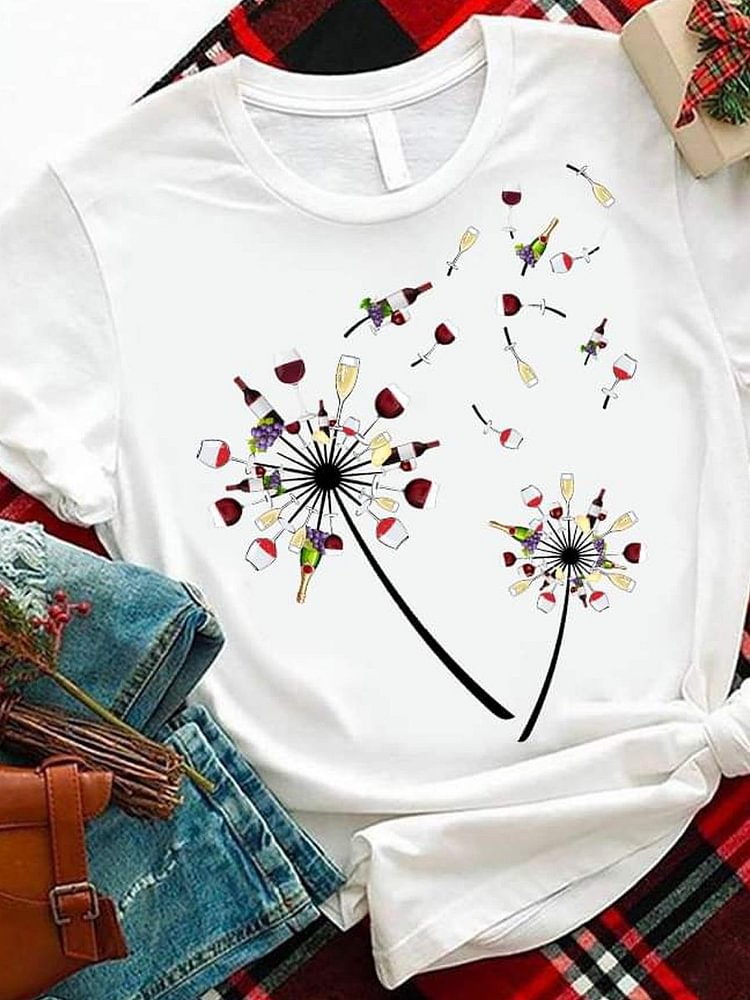 Bestdealfriday Cotton Blend Short Sleeve Crew Neck Casual Women's Fashion Print Tee