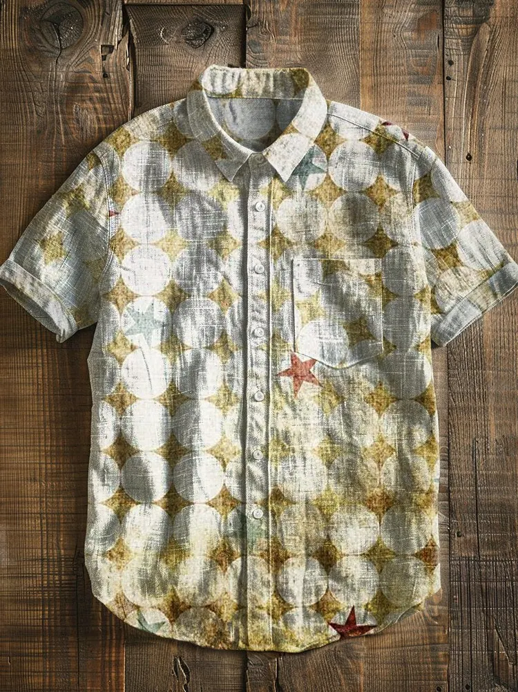 Geometry Minimalist Art Vintage Print Casual 100% Cotton Shirt