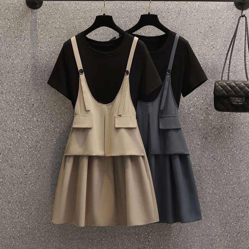 Fake Two Pieces Suspender Dress
