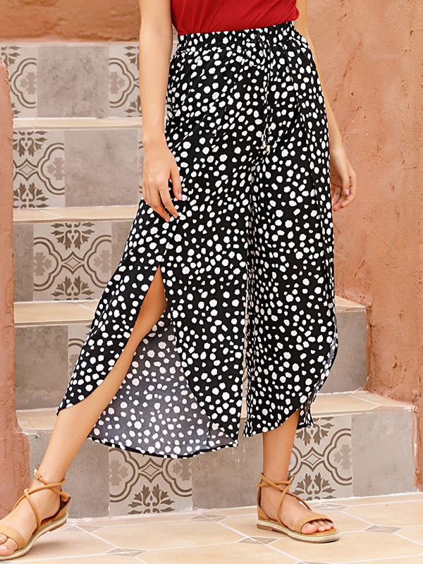 Original Split Front Printed Wide Legs Pants