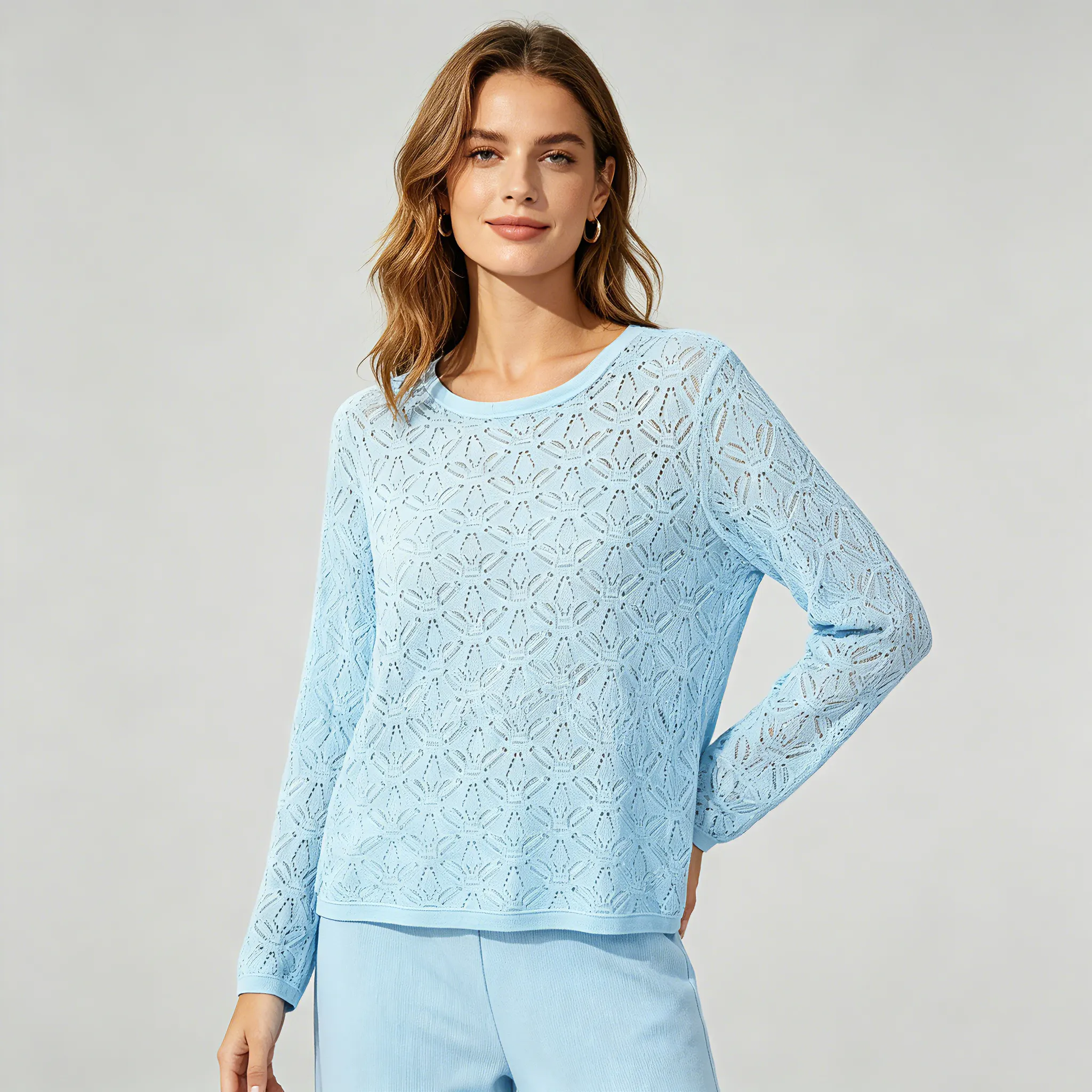 Silk Linen Knit Top Round Neck Spring Vacation REAL SILK LIFE