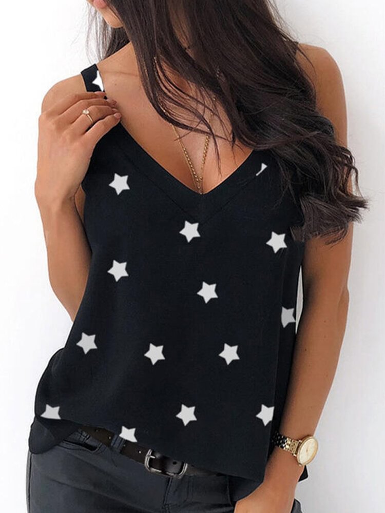 Polka Dot Printed Spaghetti Straps Casual Tank Top P1719789