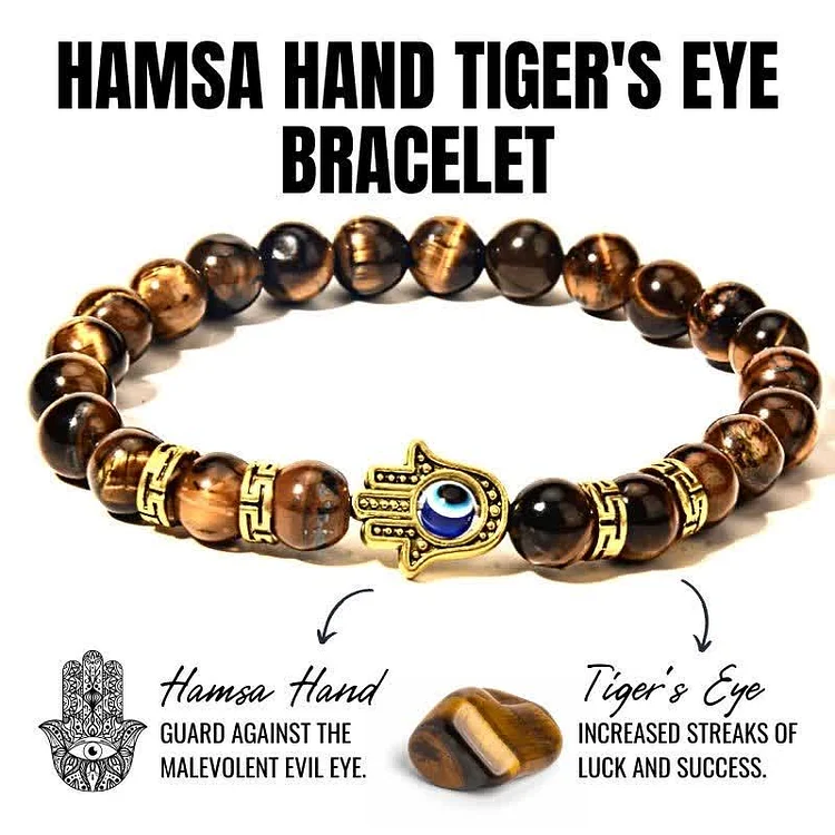 Hamsa Hand Tiger Eye String Bracelet