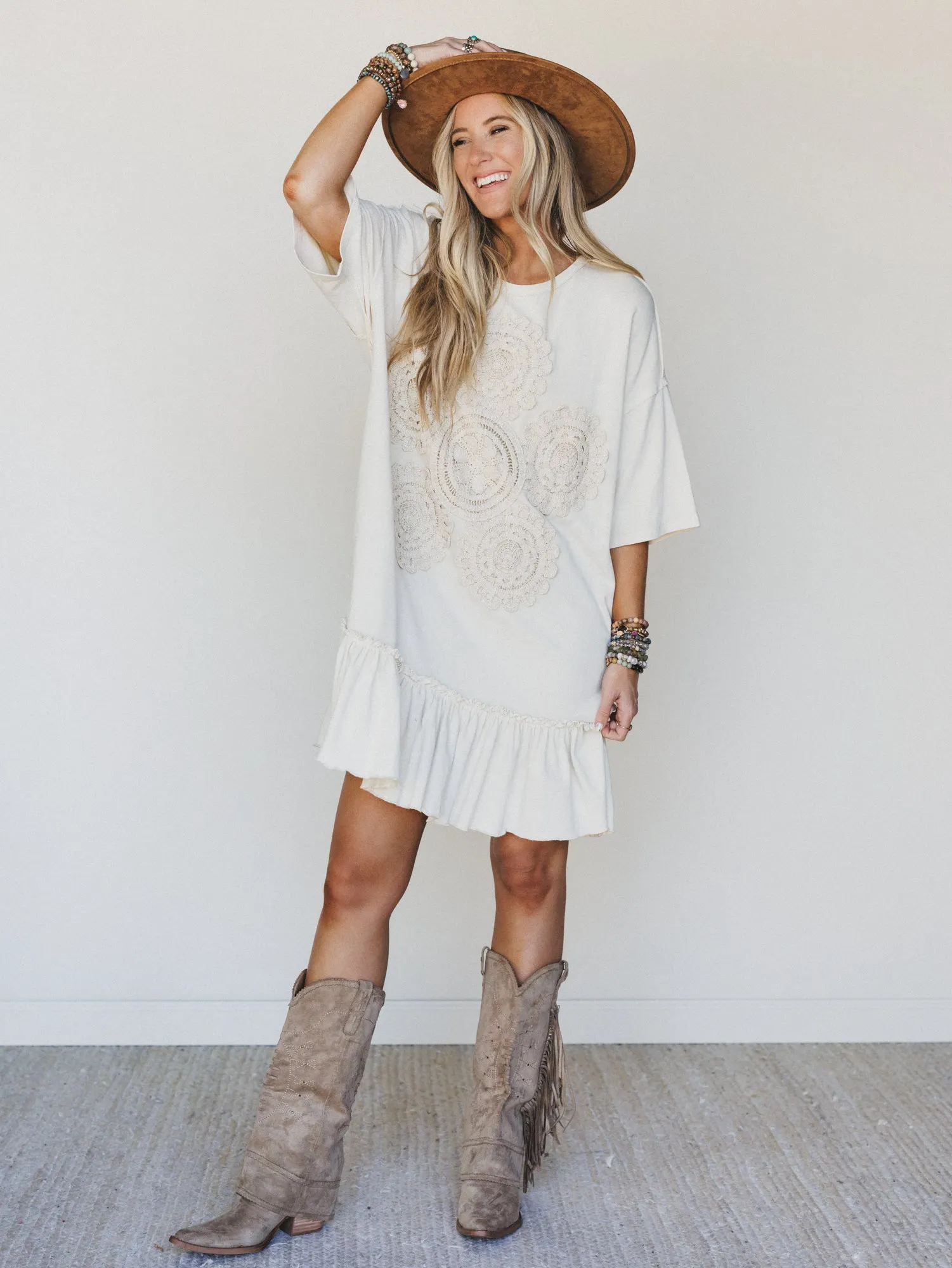 Vintage Flower Dress - Natural