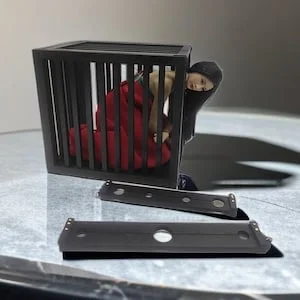 pornhint Pornhint 2023 New HandMade (Miniature Figure) Torture instrument "Prison Cage" Figure with 2 handcruff,Figure Punishment furniture,Slave bondage tool