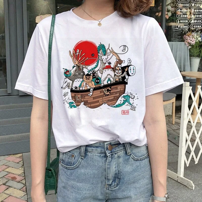 Studio Japanese cartoon Anime women tshirt t-shirt Miyazaki Hayao clothes female kawaii