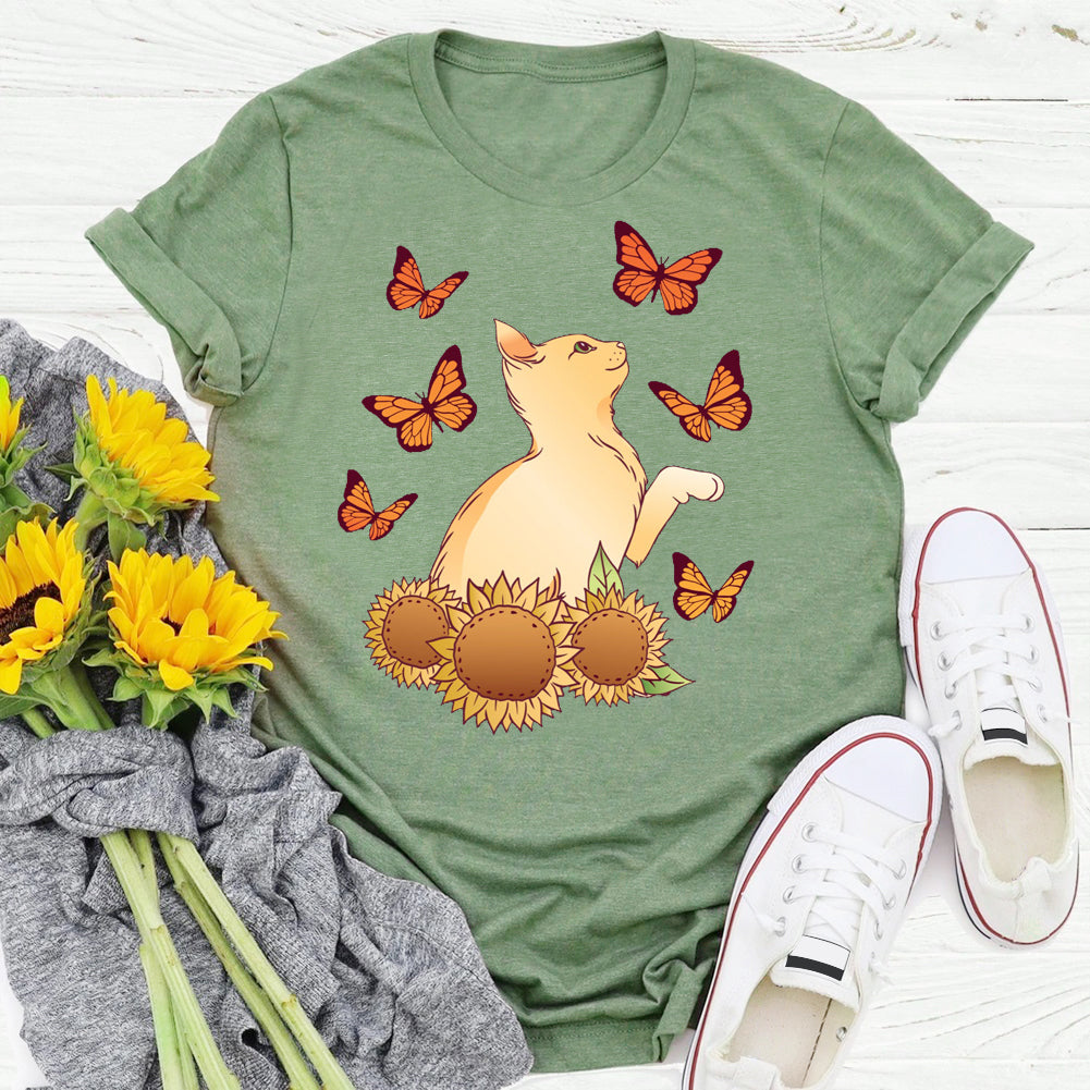 sunflower butterfly T-shirt Tee -03723-Guru-buzz