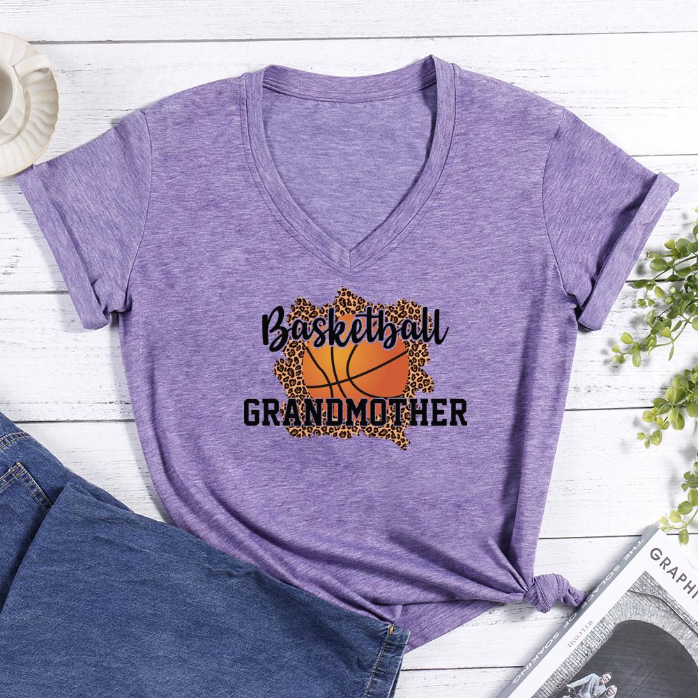 Basketball Grandmother V-neck T Shirt-Guru-buzz