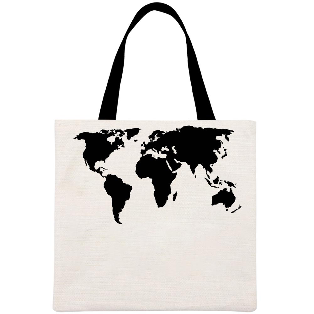 World Map Travel - Large Capacity Printed Linen Bag