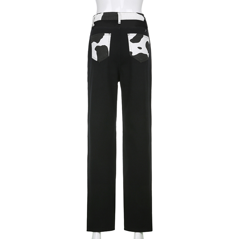 Street Patchwork Cow Print Jeans Straight Loose High Waist Pants Trousers, Blue, 501 Original
Street Patchwork Cow Print Jeans Straight Loose High Waist Pants Trousers, Blue, 501 Original