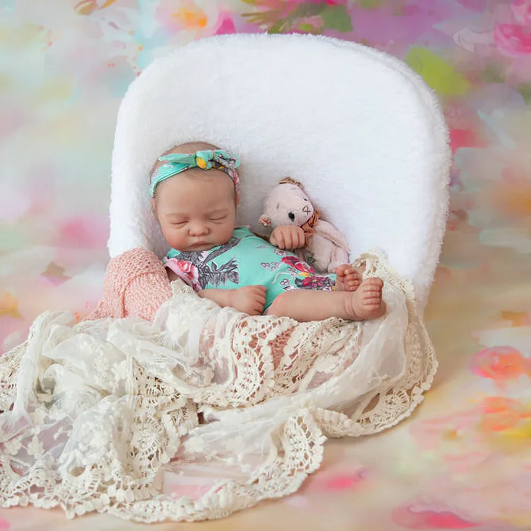  Heartbeat 💗& Coos 🔊Handmade Baby Doll Girl Mae 20'' Realistic Soft Silicone Vinyl Reborn Asleep Baby Doll Set,Gift for Kids - Reborndollsshop®-Reborndollsshop®