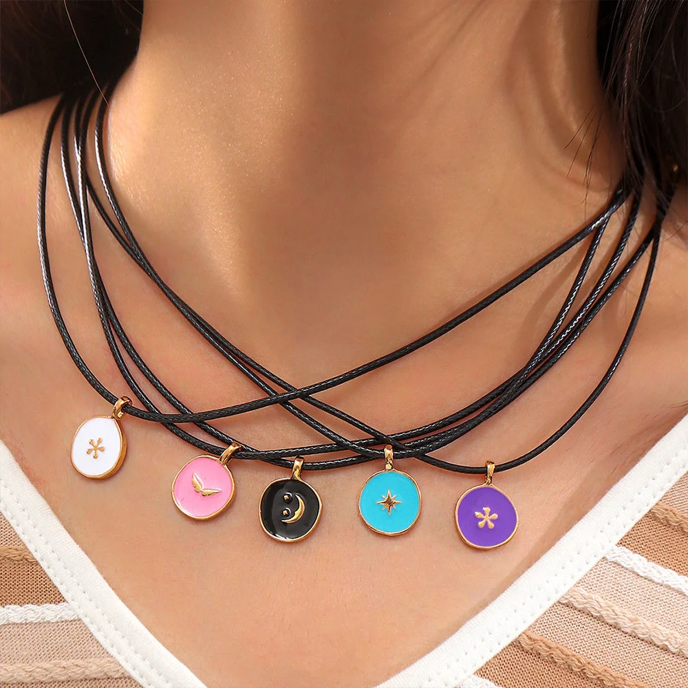 Women's New Colorful Moon Pendant Necklace