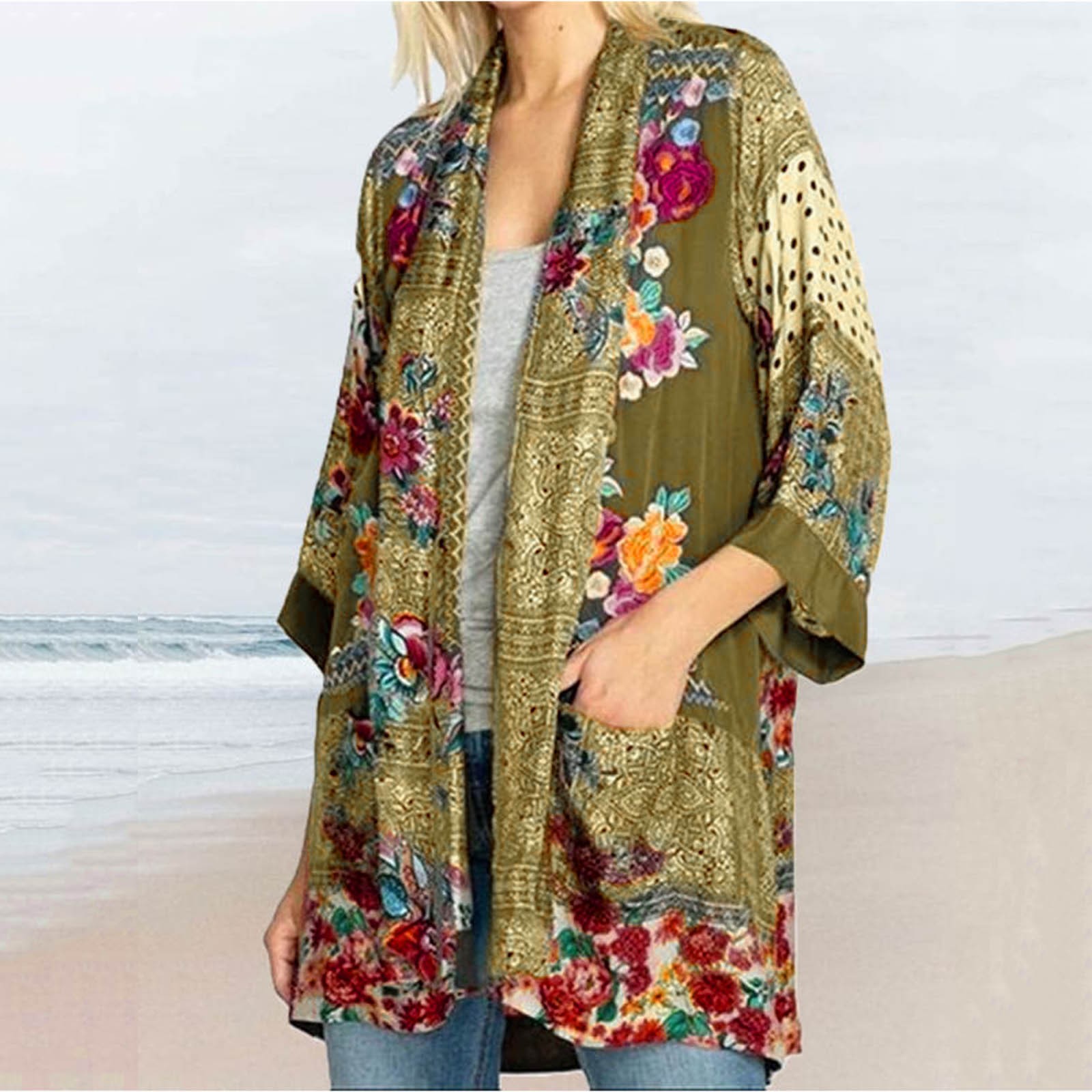 Women's Long Sleeve Floral Print Fashion Sexy Loose Cardigan
