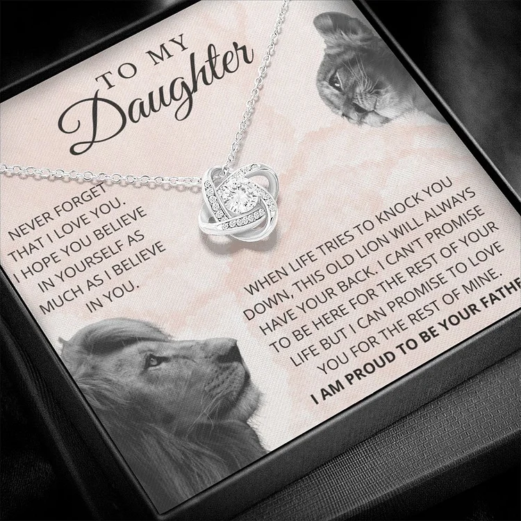 To My Daughter Love Knot Necklace Never Forget That I Love You Romantic Gift Set for Her