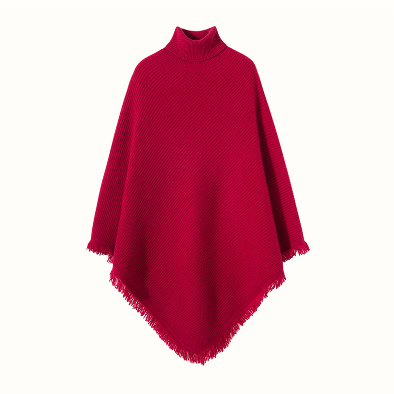 Turtleneck Cape Cashmere Sweater For Women REAL SILK LIFE
