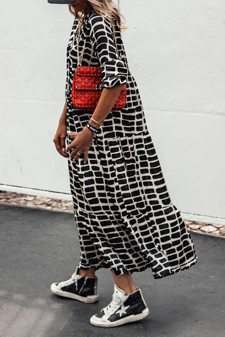 Casual Print Pullovers Basic V Neck A Line Dresses - Life is Beautiful for You - SheChoic
