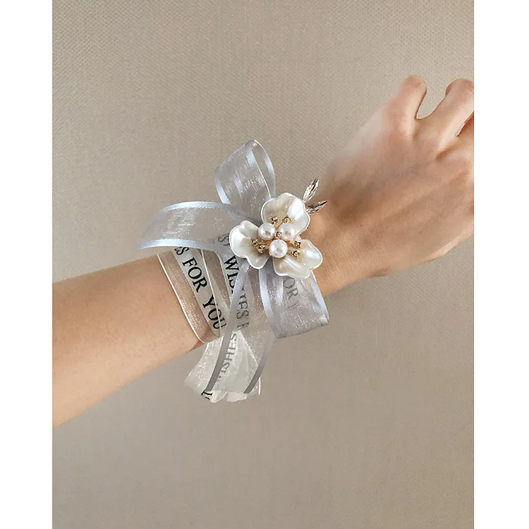 [Beautiful magnolia wrist flower] Gray Korean wedding bride and bridesmaid jemis event handed flower customization 花之魔法 ldooo