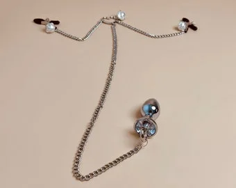 pornhint Pornhint Nipple Clamps With Butt Plug For Women And Girls,Nipple Clamps With Chain For Her, Nipple Clamps With Heart Ring, Gift For Her