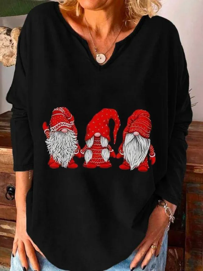 Christmas Santa Claus Pattern Scoop Neck Casual Top socialshop