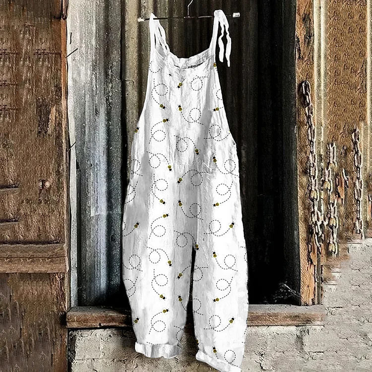 Comstylish Farm Bees Print Casual Jumpsuit