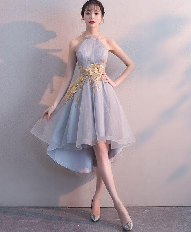 Cute Tulle Lace Short Prom Dress, High Low Evening Dress