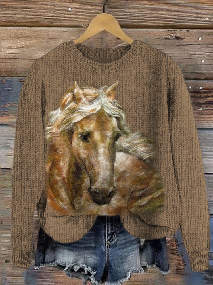 Horse print online sweater