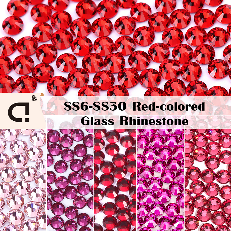 1400 Cristalli Termoadesivi Hotfix Light Siam AB Rosso Boreale, SS10/3mm, Per Tessuti - 2