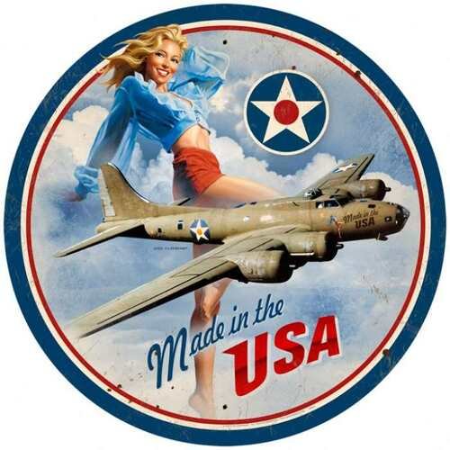 Pin up girl- Round Shape Tin Signs/Wooden Signs - 30*30CM