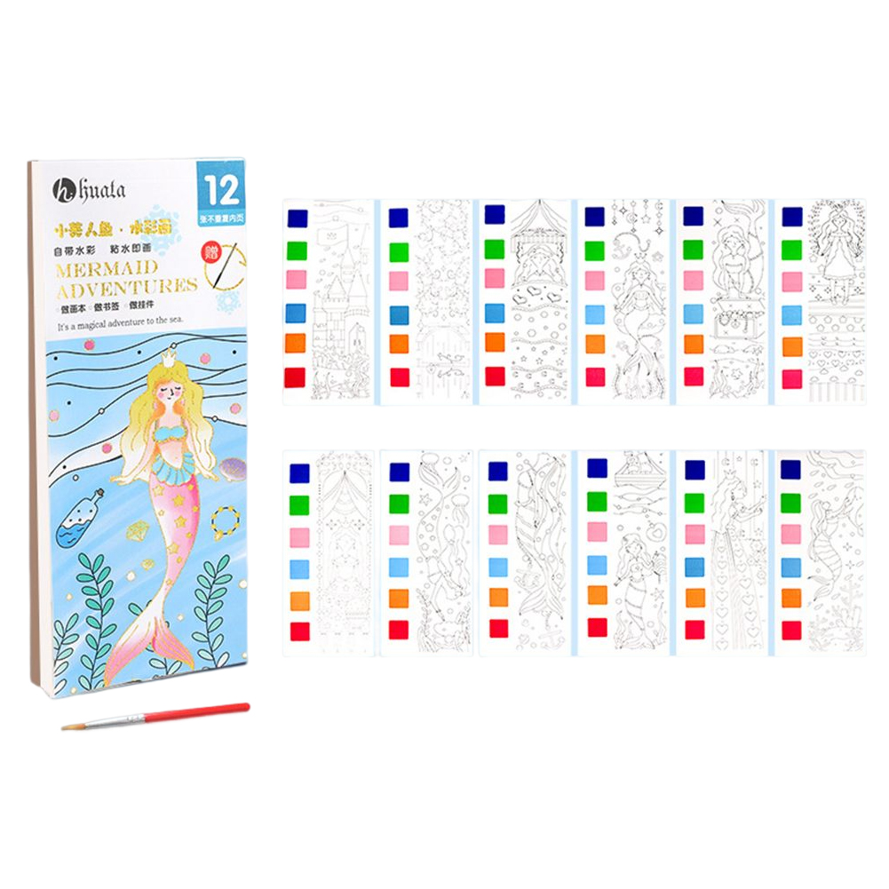 12 Sheets Coloring Drawing Books Non Toxic Material for Kids Toys (Mermaid)