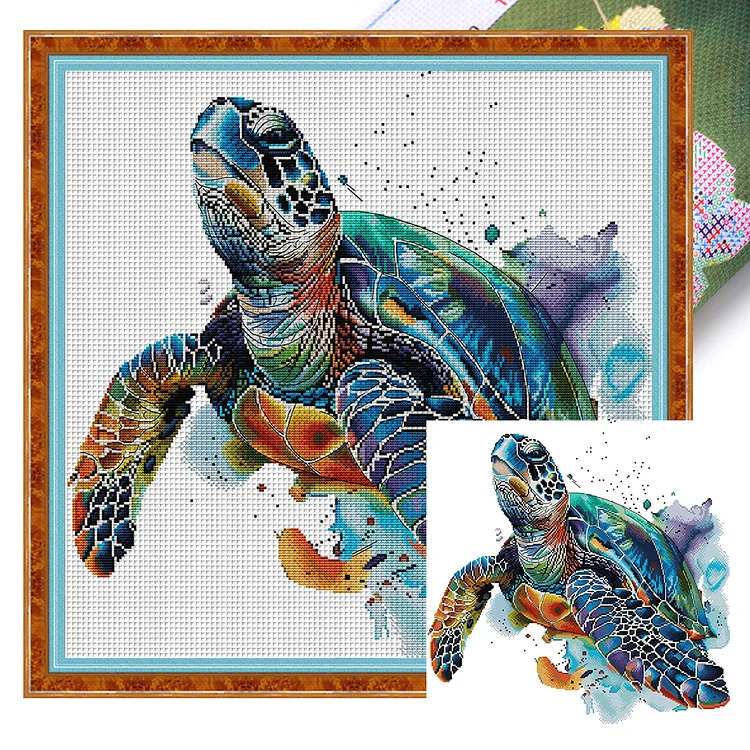 Joy Sunday-Sea ​​Turtle (51*49cm) 14CT Stamped Cross Stitch gbfke