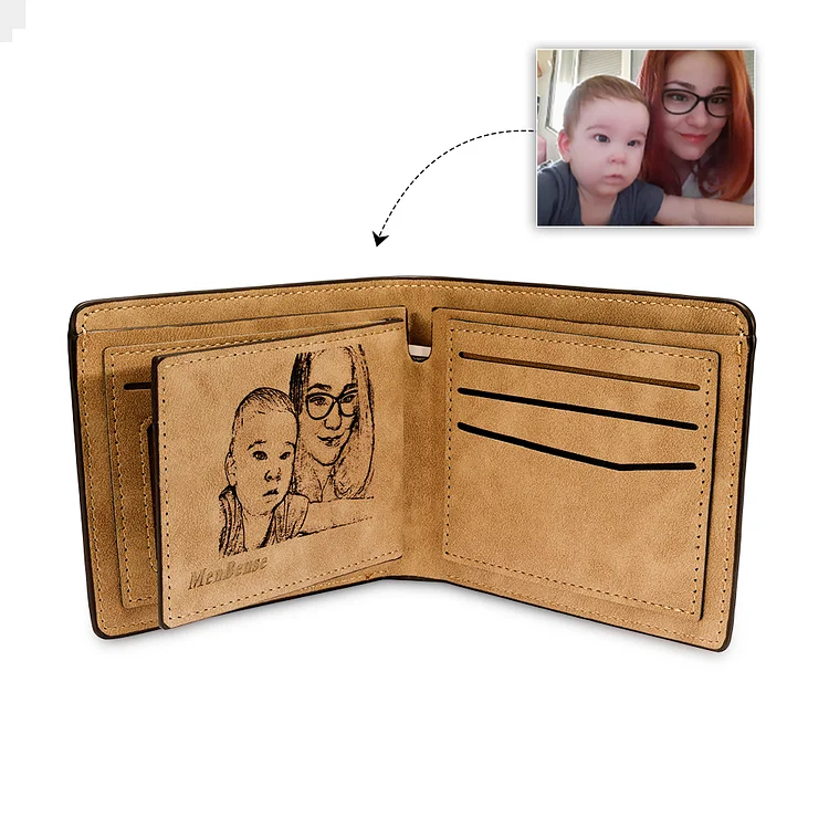 A MI PAPÁ-Cartera, billetera con 1 foto personalizada, monedero clásico para hombre, 2 letras y 1 texto