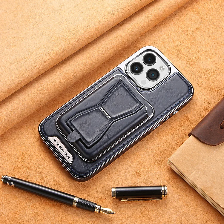 Luxury Business Leather All-in-One Magnetic Exposed Label For iPhone Case