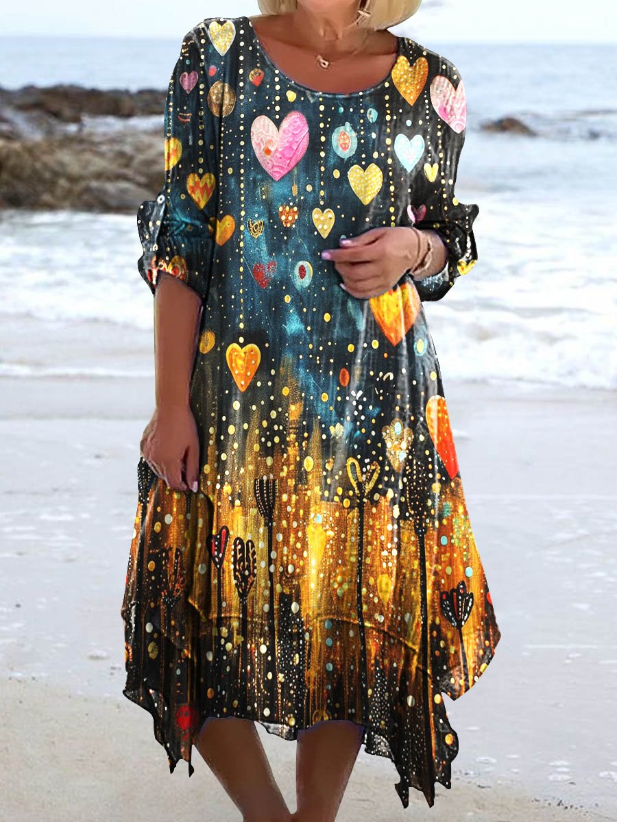 Women's Hearts Art Print Casual Resort Dress