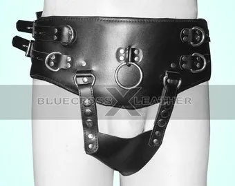 pornhint Pornhint Men Chastity Belt Underwear BDSM Penis Cock Restraint Cage, Black Leather Sissy Sub Gay Man Erotic Bondage Restraints Cage Sex Chastity Belt