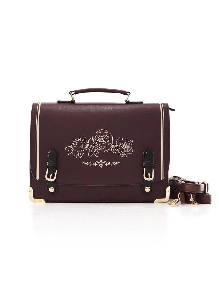 Black/Brown Rose Shoulder Bag BE1074