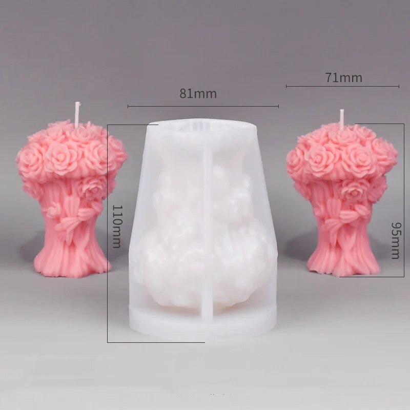Romantic Love Bouquet Flower Silicone Candle Mold DIY Rose Soap Resin Making Chocolate Cake Decor Wedding Souvenirs Gift