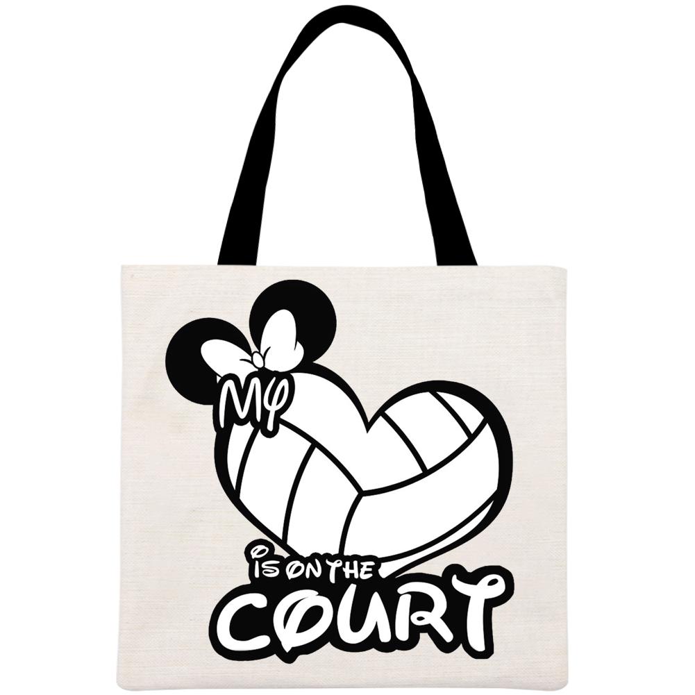 Volleyball My HEART is on the COURT Printed Linen Bag-Guru-buzz