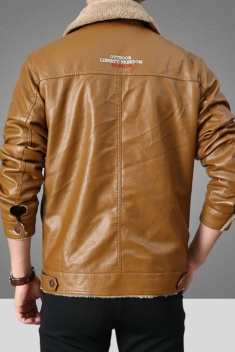 Khaki Casual Solid Patchwork Buckle Turndown Collar Outerwear