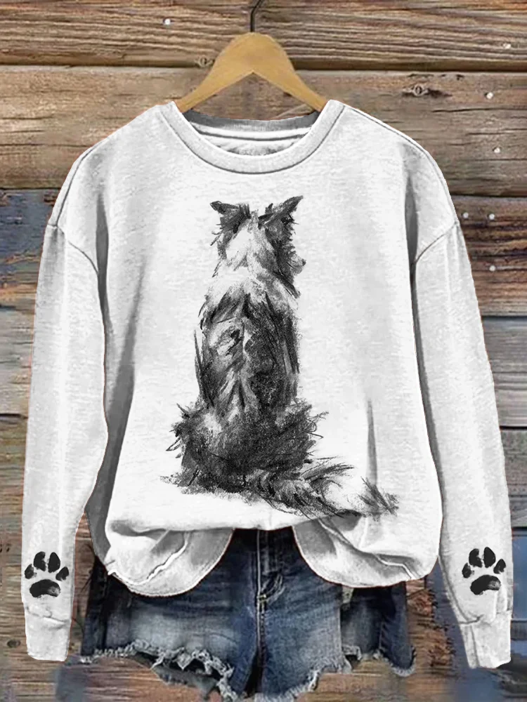 Loyal Border Collie Art Print Sweatshirt