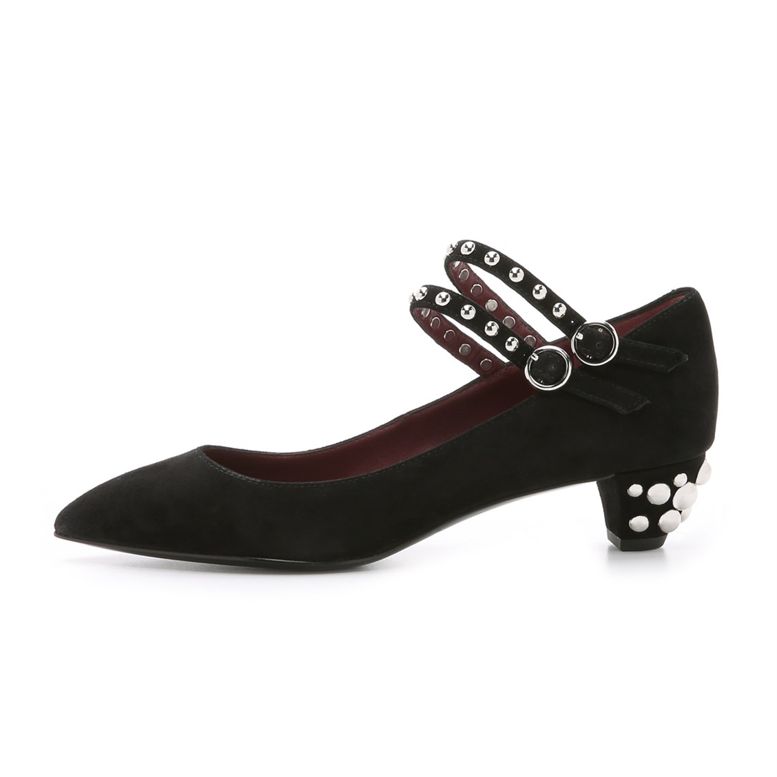 Black Studs Mary Jane Pumps Cone Heel Vintage Shoes|FSJshoes