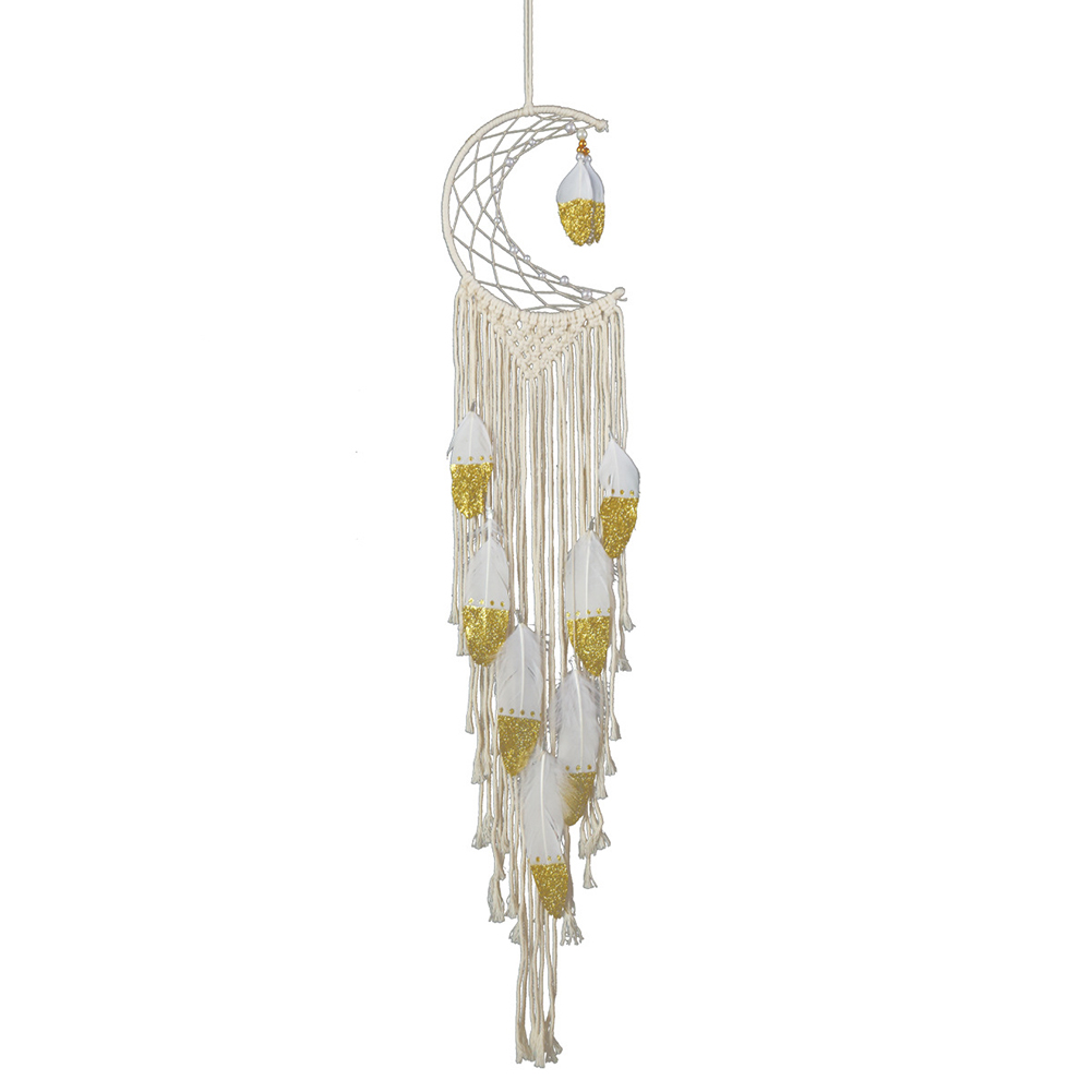 Pendant Dream Catcher Crescent Shaped Gold Feather Weaving for Room Decor, 501 Original
Pendant Dream Catcher Crescent Shaped Gold Feather Weaving for Room Decor, 501 Original